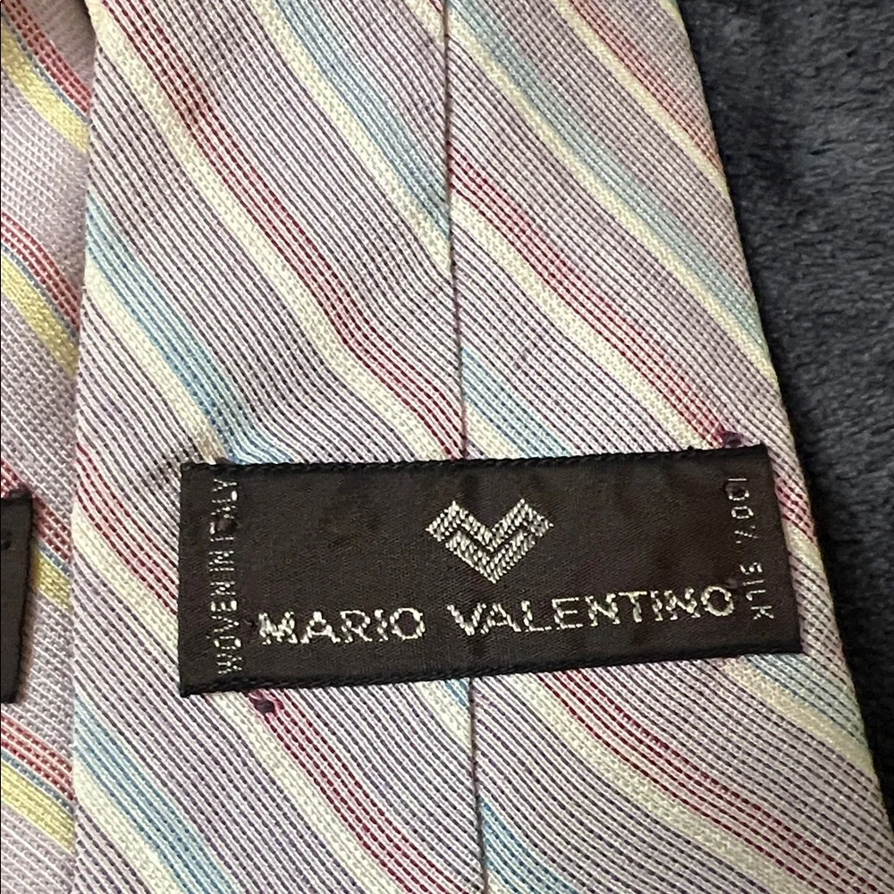 Vintage Mario Valentino Pastel Striped Men's Tie Set